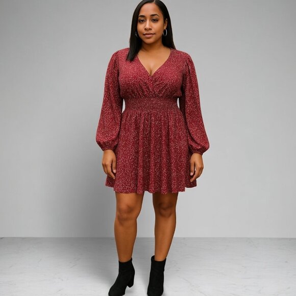 Ruffle Red Wine Flowy Dress - Picture 1 of 9